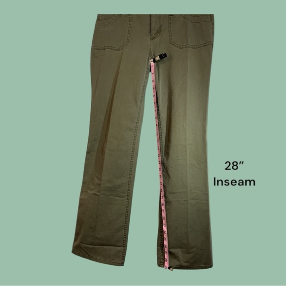 LONDONJEAN Chino Stretch Christie Fit Boot Cut Olive Green Khaki Size 4P - Picture 2 of 9